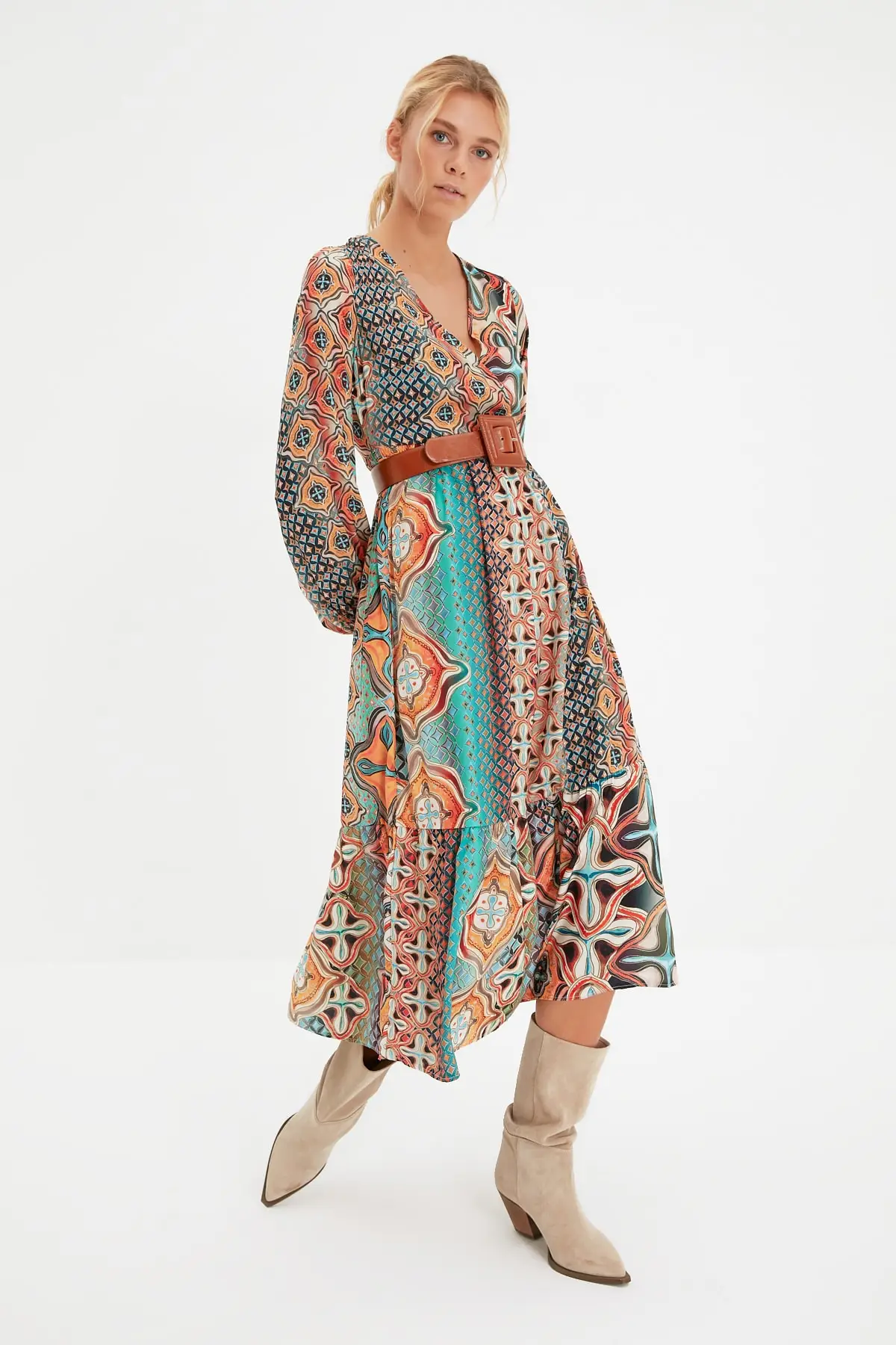 

Trendyol Patterned Double Breasted Collar Dress TWOAW22EL0760