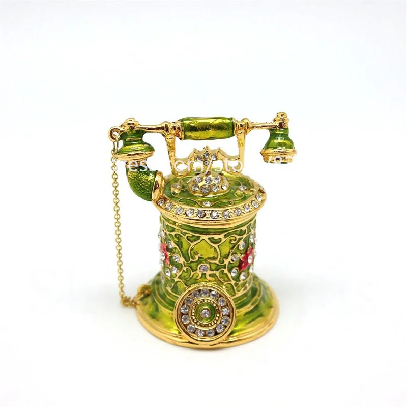 Telephone Bejeweled Collectible Trinket Jewelry Enamelled Box Christmas/Birthday Presents 1 pc