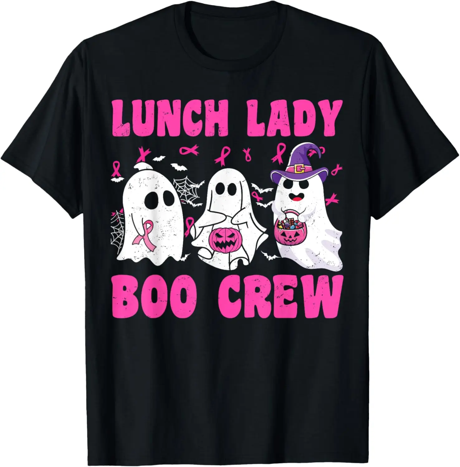 Футболка Lunch Lady Boo Crew Pumpkin на Хэллоуин месяц рака молочной железы