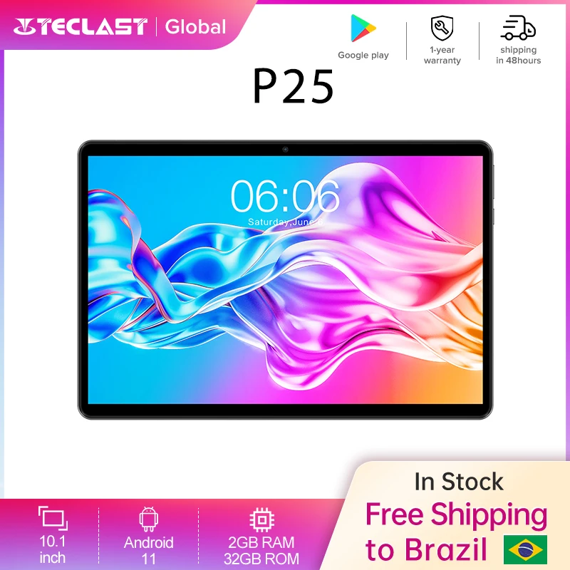 

Teclast P25 Android 11 Tablet 10.1 Inch 1280x800 4 Core 64bit Processor GE8300 Dual Speakers 2GB RAM 32GB ROM Type-C Metal Body