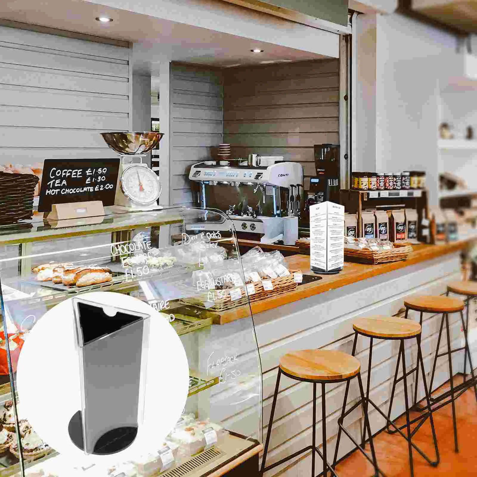 

Acrylic Sign Holder Rotatable Restaurants Menu Display Stand Tabletop Paper Holder