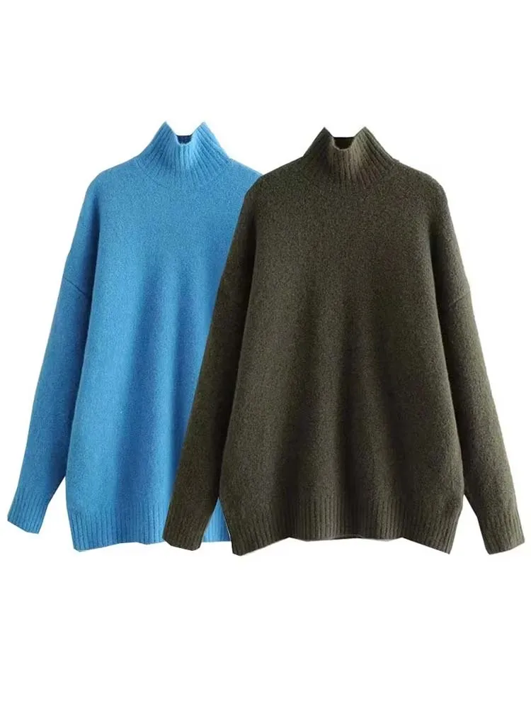 

Свитер женский зимний трикотажный с высоким воротником и длинным рукавом