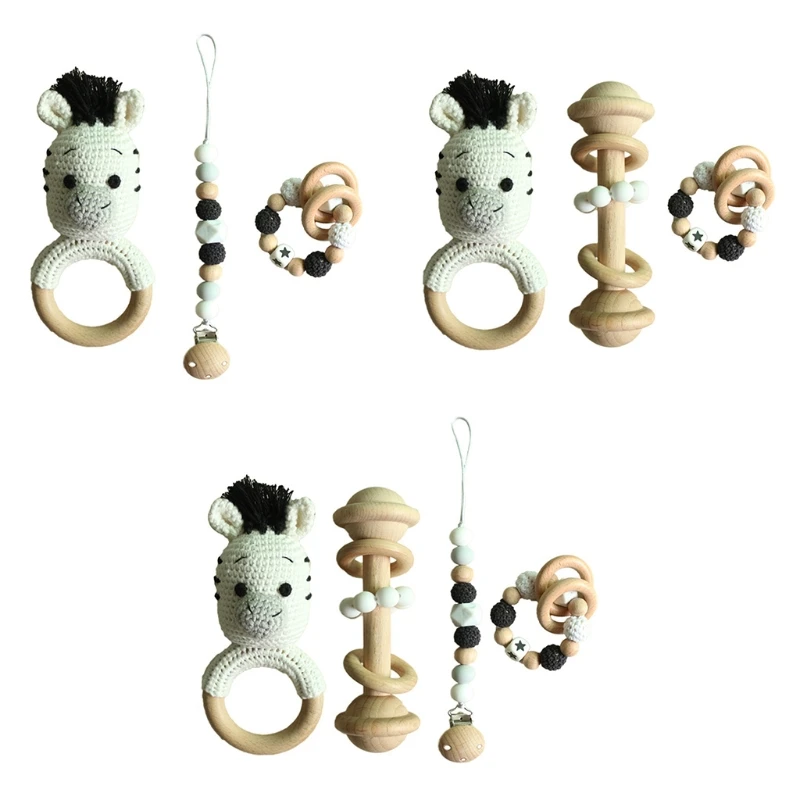 

4 Pcs/Set Baby Pacifier Clip Newborn Holder Teething Bracelet Crochet Soother Chain Infants Teether