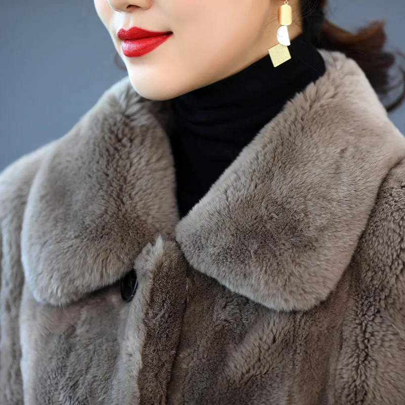 Мех кролика Рекс размер плюс класс A один из меха Haining модное зимнее пальто для