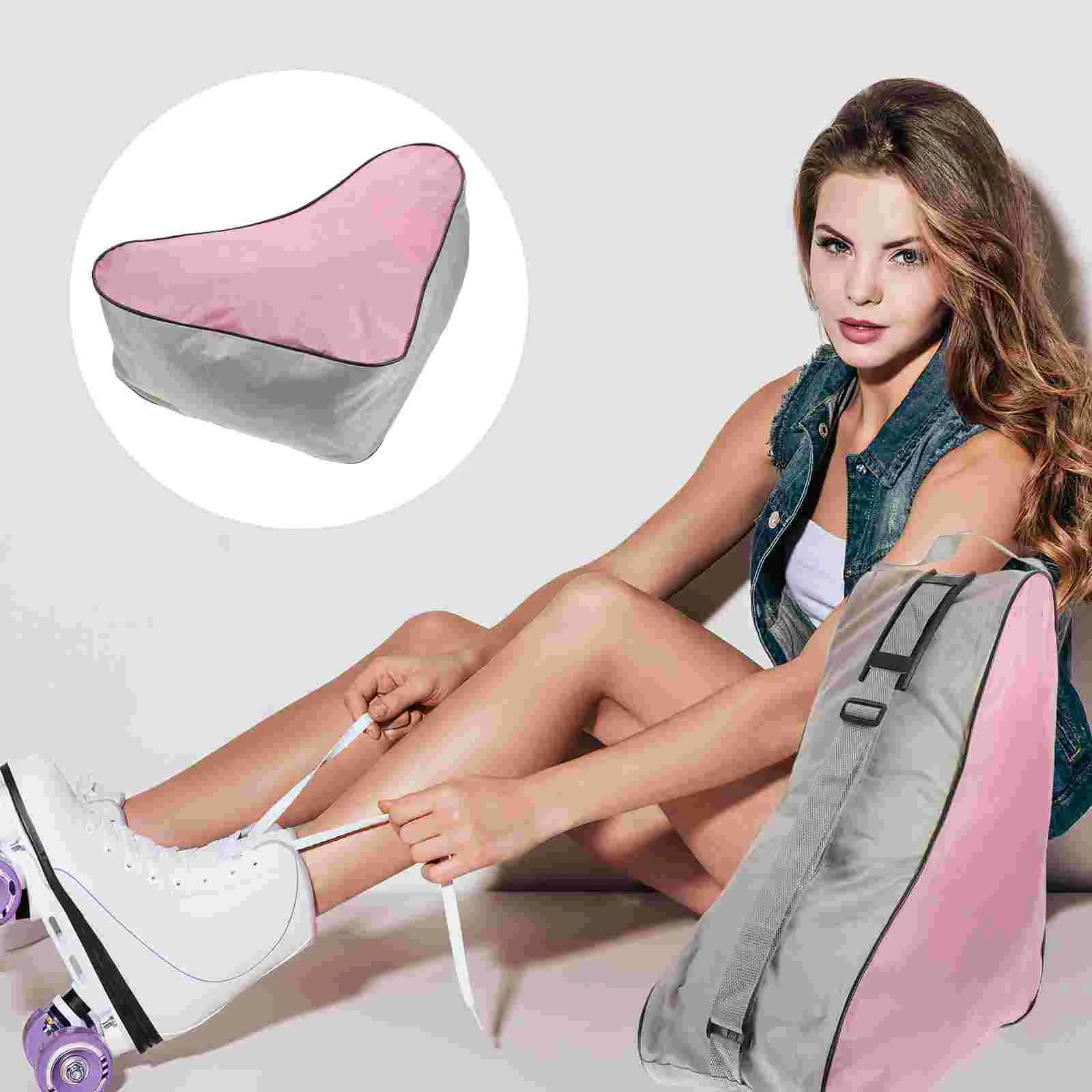 

Сетчатая тканевая сумка-тоут, треугольная сумка для катания на коньках, сумка через плечо, яркая (розовая)