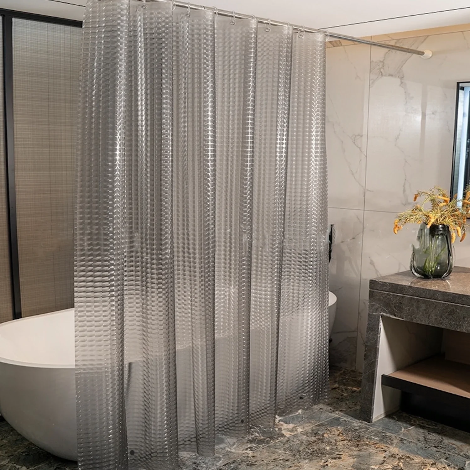 

Прозрачная серая кристаллическая шторка для душа PEVA 1 шт.