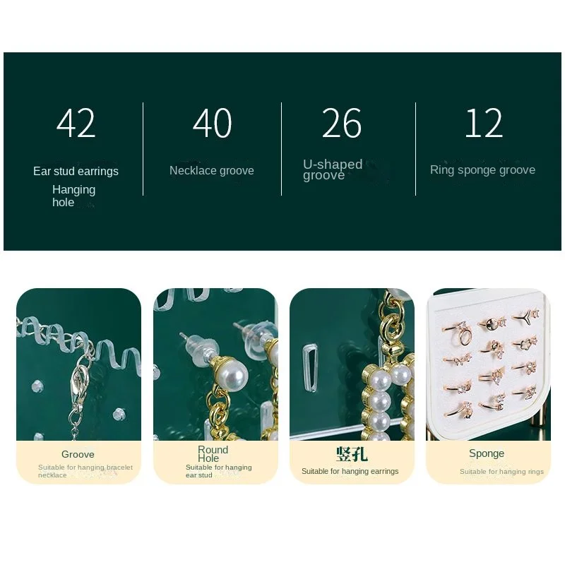 Desktop Jewelry Storage Box Multilayer Dustproof Earrings Rings Necklaces Display Holder Case for Women Jewelry Organizer Box