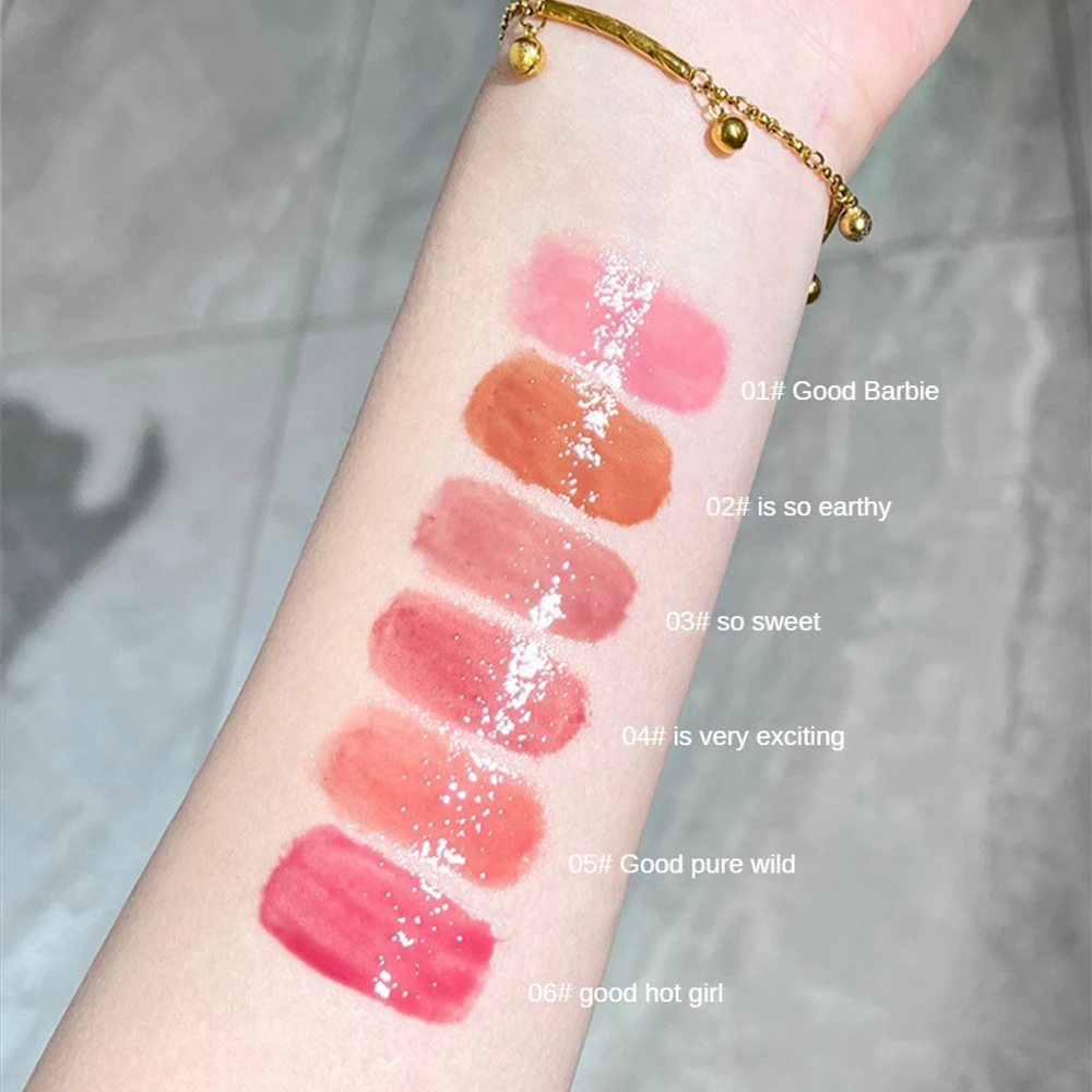 Глянцевая зеркальная помада Желейная губная в форме цветка водная сердца блеск