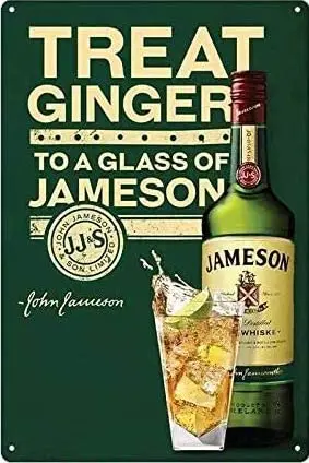 Металлический знак Oulili The Great Ginger Jameson, жестяной ретро-плакат с табличкой, 8x12 дюймов, Настенный декор