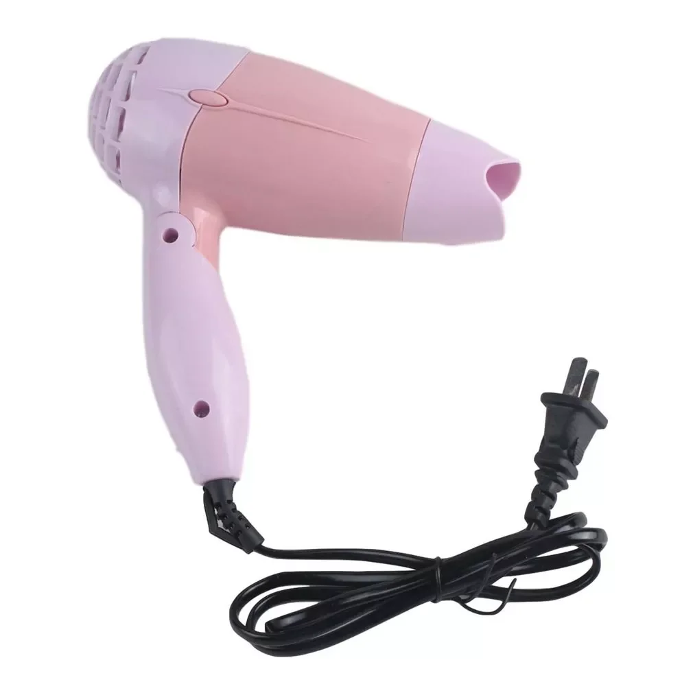 

Mini Hair Dryer with Nozzle Adjustable Airflow Fast Drying Low Noise Portable Travel Household Hair Dryer US Plug