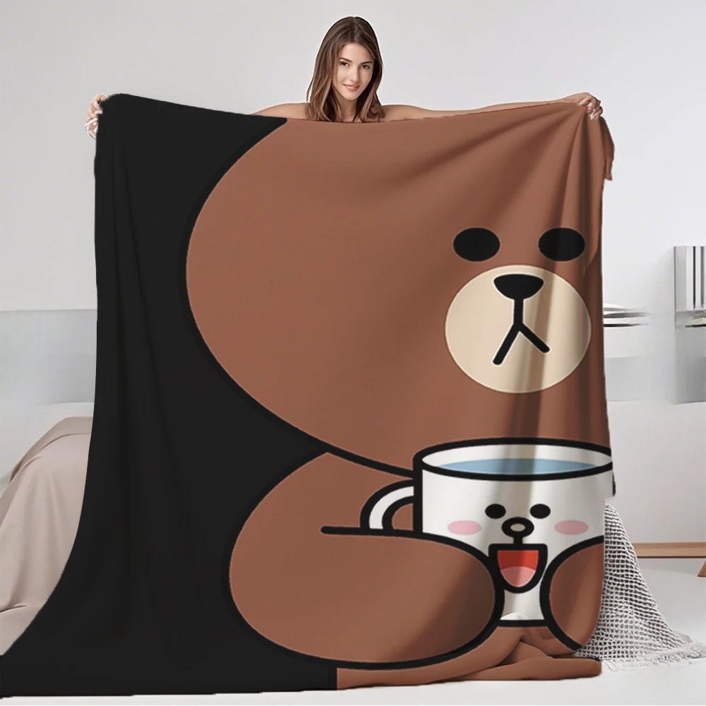 Cool Cute Brown Bear and Cony Blanket colchas matrimoniales - kuscheldecke narzuta na kanapę и sofa cama