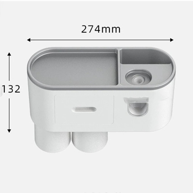 wall mounted magnetic adsorption toothbrush holder with 2 toothpaste dispenser free punch storage bathroom accessories free global shipping