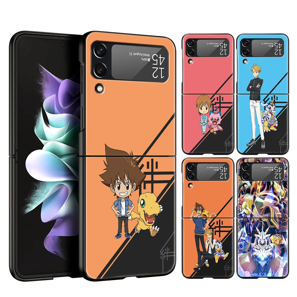 

Digimon милый жесткий чехол для телефона из поликарбоната для Samsung Galaxy Z Флип 6,7 дюйма черный противоударный чехол для Samsung Z Флип 3 Флип оболочка ...