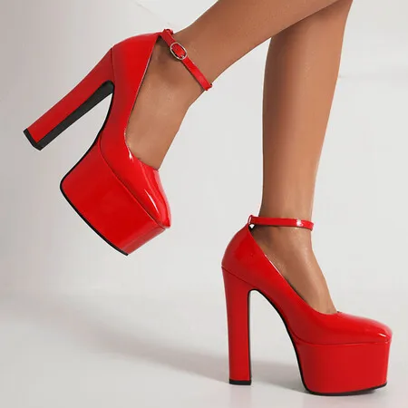 

Туфли большого размера на высоком каблуке, туфли с квадратным носком, на толстой подошве, для удобного и простого банкета