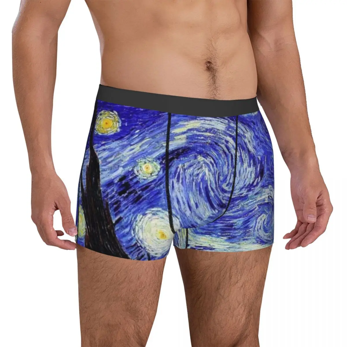 

Van Gogh Mountains Underwear Starry Night Mountain Inspiration Men's Shorts Briefs Classic Boxershorts Sublimation Underpants