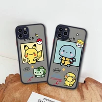 cartoon pokemon pikachu pocket monster phone case for iphone 13 12 11 pro max mini xs 8 7 plus x se 2020 xr matte transparent