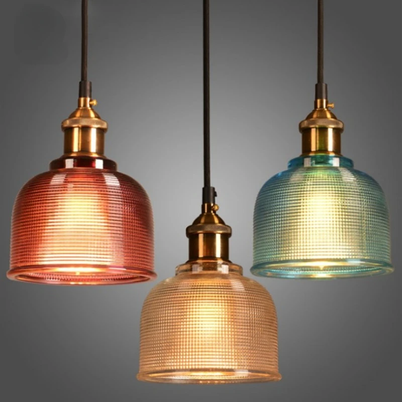 

Nordic Grain Crystal Glass Pendant Lights Creative Bedroom Living Room Lighting Fixtures Modern E27 Candy Pendant Lights