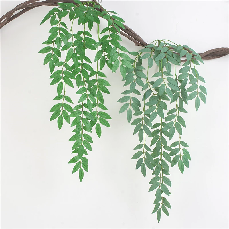 

Willow Simulation Wicker Green Leaves Cane Wedding Decoration Set Willow Plant Rattan Leaves Home Garden Decorative Green Vine