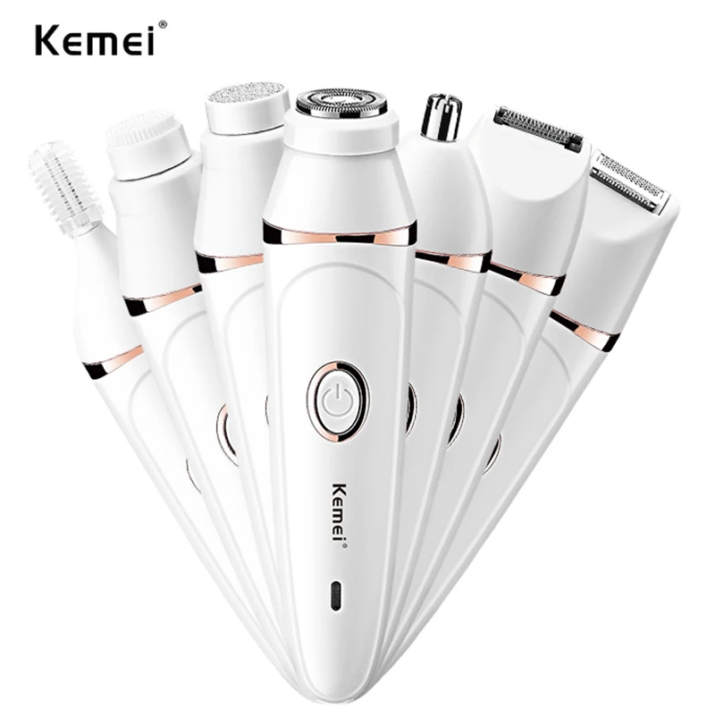 Электрический эпилятор Kemei 7 в 1 Женская бритва Женский Бритва для бровей ног