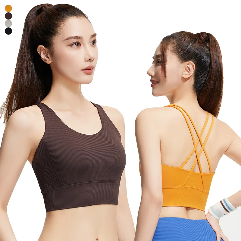 Женский спортивный бюстгальтер с перекрестными бретелями майка спортивная