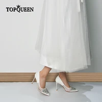 topqueen luxury wedding shoe high heels wedding shoes new design rhinestone fashion womens korean 3 9 inch birthday party a17