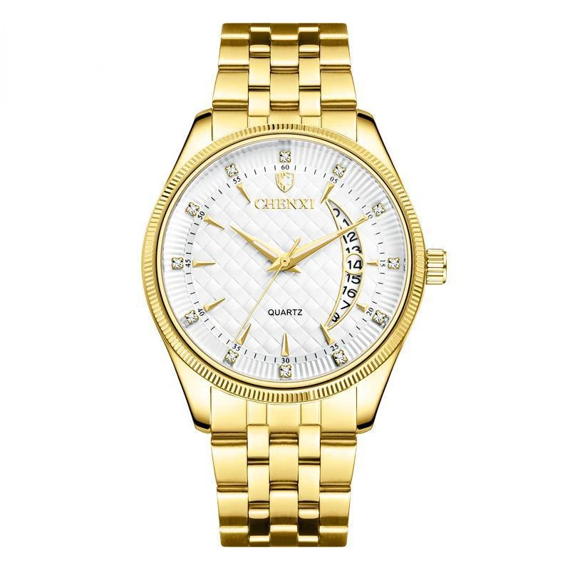 

Часы наручные мужские кварцевые из нержавеющей стали, роскошные деловые модные золотистые