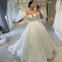 eightree sexy wedding dresses strapless satin princess bride dress white sweep train a line wedding evening prom gowns plus size