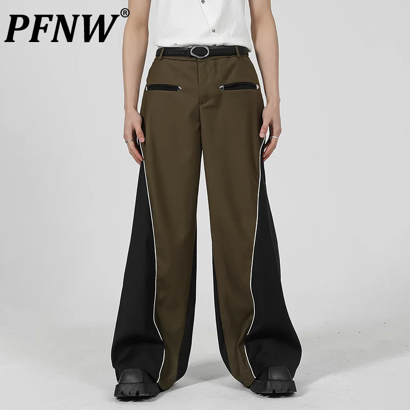 

PFNW Summer Men's High Street Versatile Contrast Color Suit Pants Fashion Baggy Techwear Comfortable Straight Trousers 12Z1397