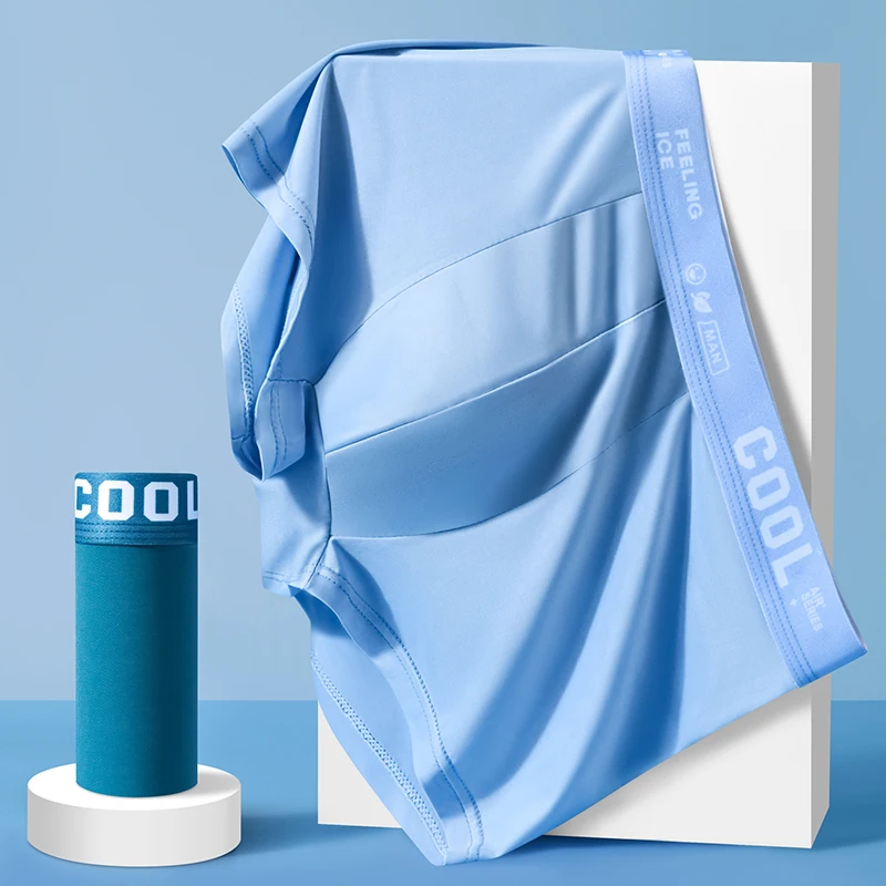 Men's Panties Sexy Underwear For Men Boxer Shorts Ice Silk Men Underpants Breathable Thin Seamless Boxers Large Size L-5XL