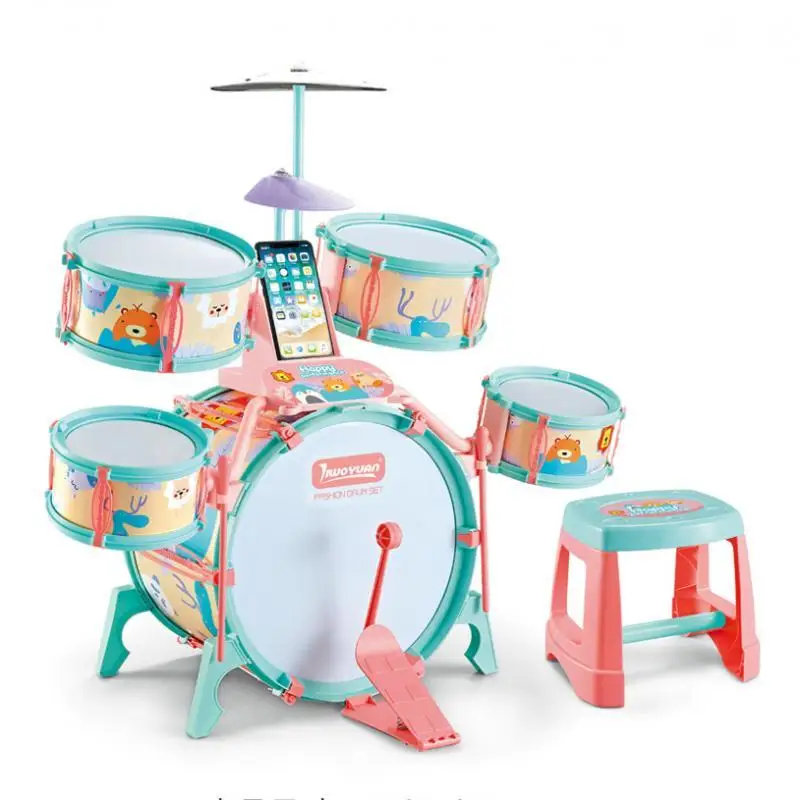 Children Musical Instrument Toy Drums Simulation Jazz Drum Kit with Drumsticks Educational Musical Toy Gifts for Kids