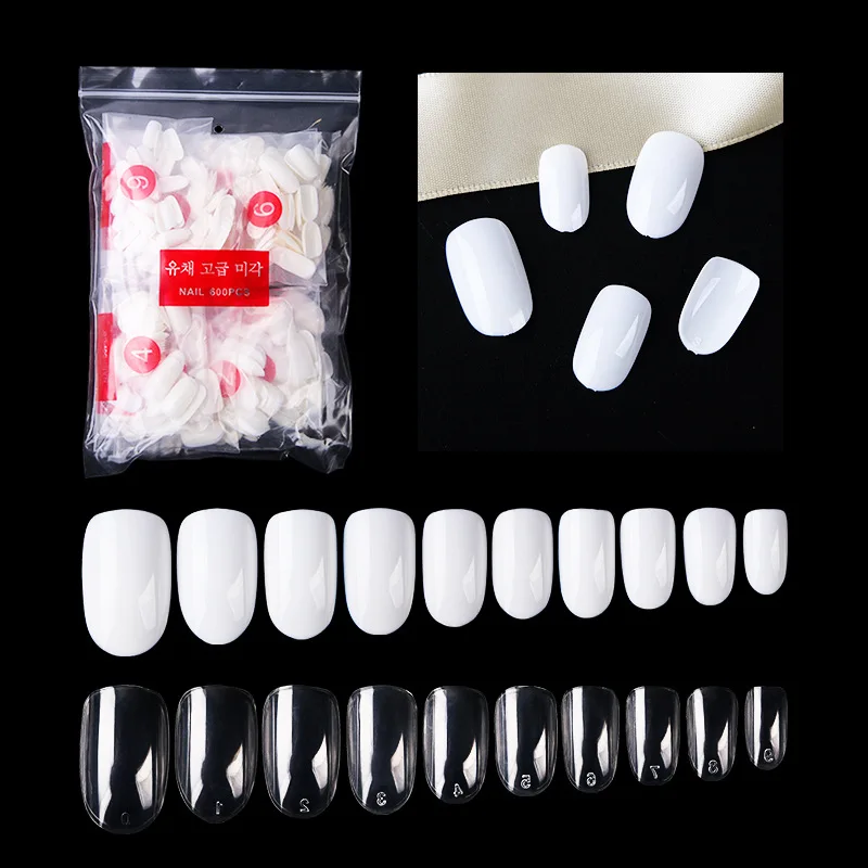 

600pcs False Fake Artificial Toe Nails Tips French Foot Tips Acrylic Professional Nail Art Decor Full Cover Toenails Manicure