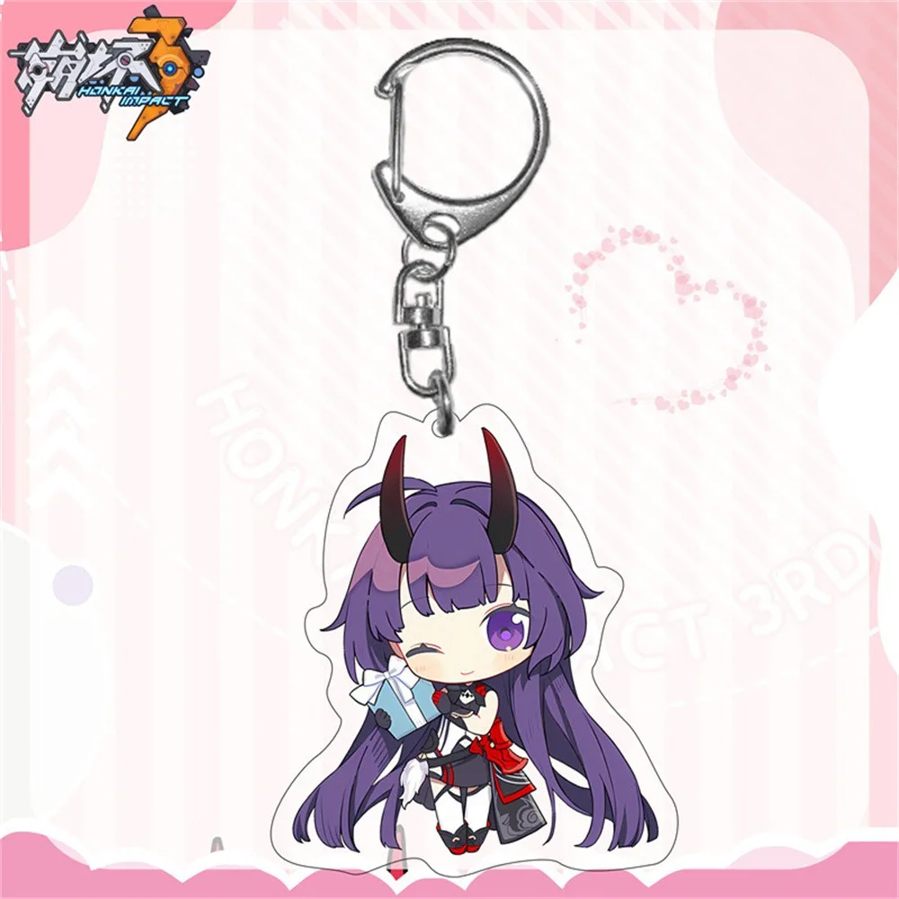 Фото Акриловый брелок для ключей по аниме-игре Honkai Impact 3, фигурка Элизии, двусторонний мультяшный кулон, украшение для сумки, подарок №4