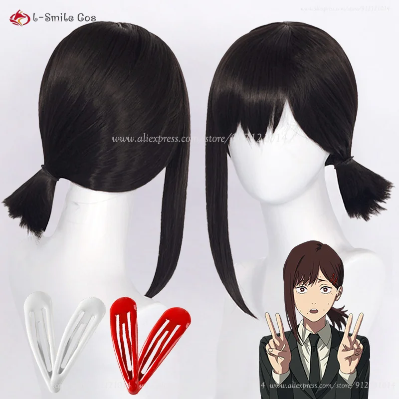 

Anime Chainsaw Man Higashiyama Kobeni Cosplay Wig Black Wig With Hairpins Heat Resistant Hair Halloween Party Wigs + Wig Cap