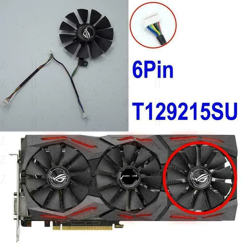Фото Вентилятор-кулер H для ASUS Strix GTX 1060 OC 1070 1080 GTX 1080Ti RX 480 T129215SU 87 мм №4