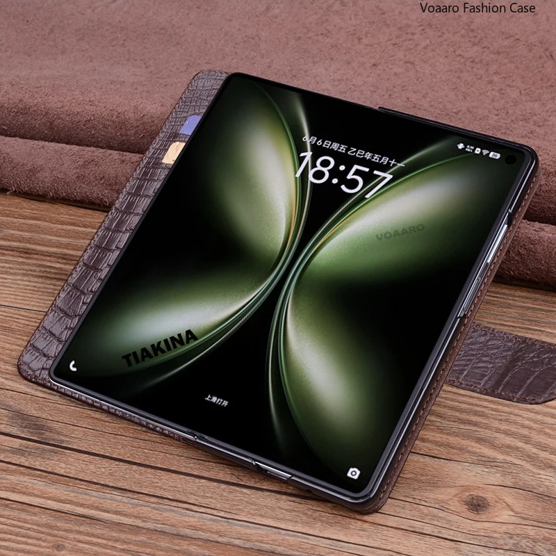 Модный чехол для Vivo X Fold5, флип-чехол из натуральной кожи для Vivo X Fold 5, слоты для карт, чехол-кошелек с магнитной пряжкой (art.: 3920cfdefabdc) - 3920cfdefabdc