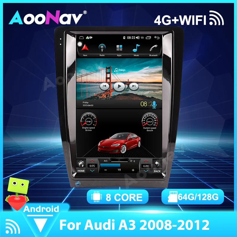 

12.1Inch For AUDI A3 2008 -2012 Tesla Style GPS Navigation Car Radio Player Car Multimedia Tap Recorder Carplay Head Unit