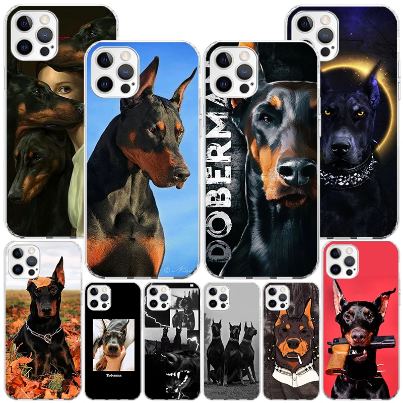 Черный чехол такса Doberman Phnoe для Iphone 11 12 13 Mini 14 15 Pro Max X Xs Xr 7 Plus 8 + Apple 6S SE 2020 уникальный