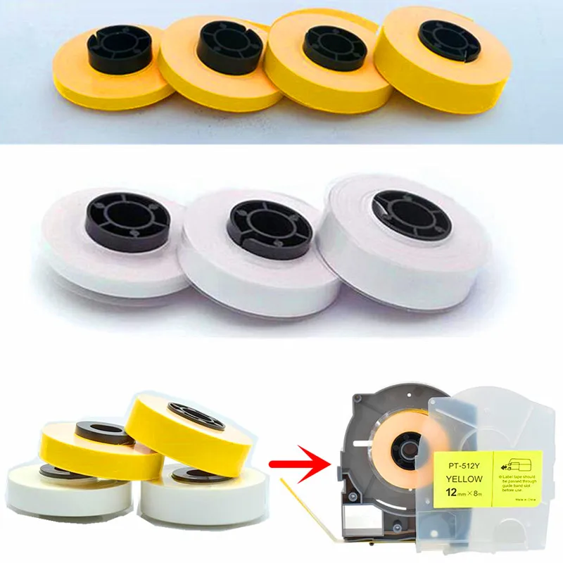 

High quality max tape label core 5mm 9x8m 12mm white yellow cable marker stickers for lm-390a,lm-380e,lm-400a Cable ID Printer