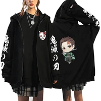 womens jackets demon slayer zipper sweatshirts men woemn casual anime jackets hooded sweatshirts casual hip hop cosplay clothes