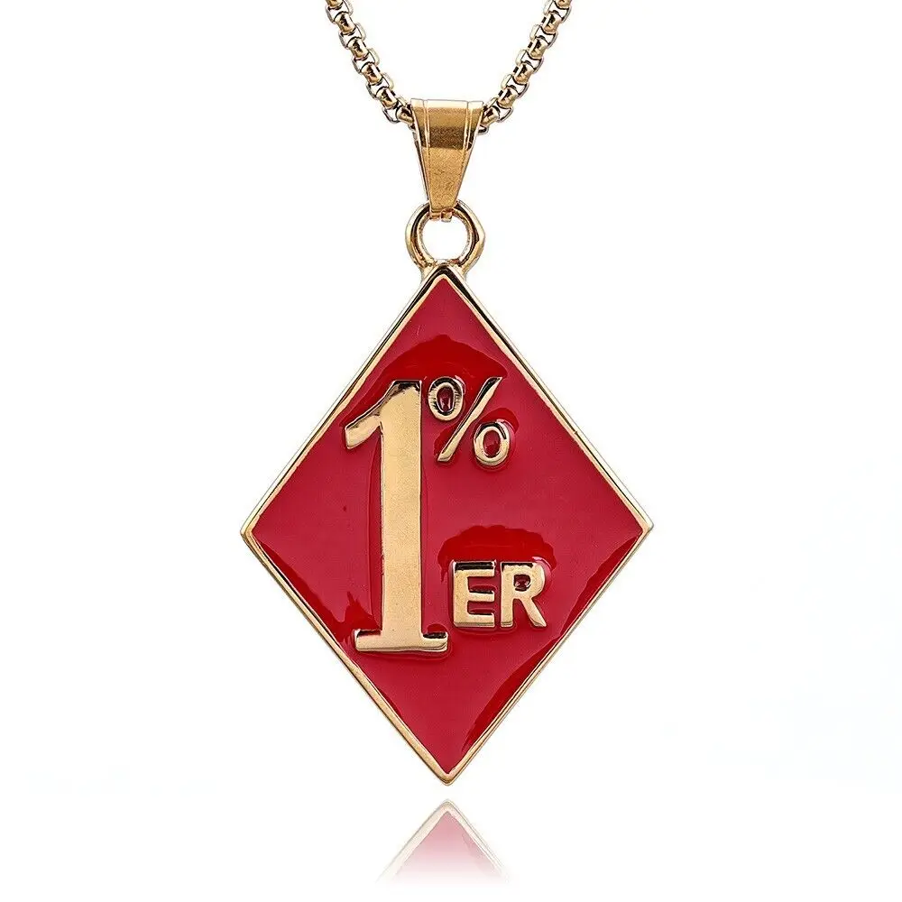 

Hot Sell Mens Stainless Steel 1% er One Percent Outlaw Motorcycle Biker Pendant Necklace