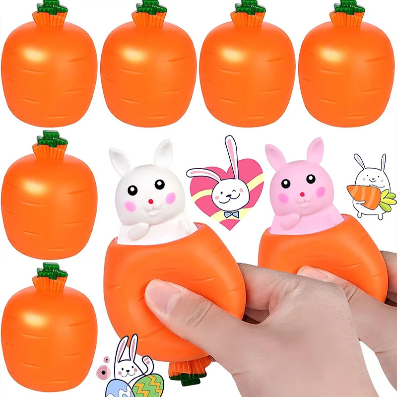 Enlarge Animal Squeeze Toys Carrot Rabbit Fidget Toys Bunny Stress Relief Sensory Toys for Autistic Children Adult Anxiety ADHD Birthday