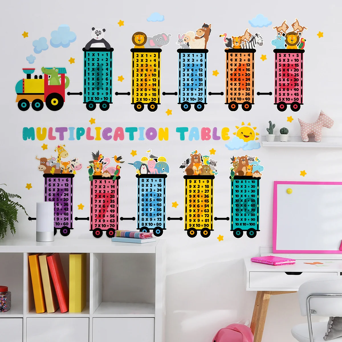 

Colorful Train Cartoon Kids' Room Decor Wall Stickers Creative Cute Kindergarten Backgroud Wall Decor Stickers