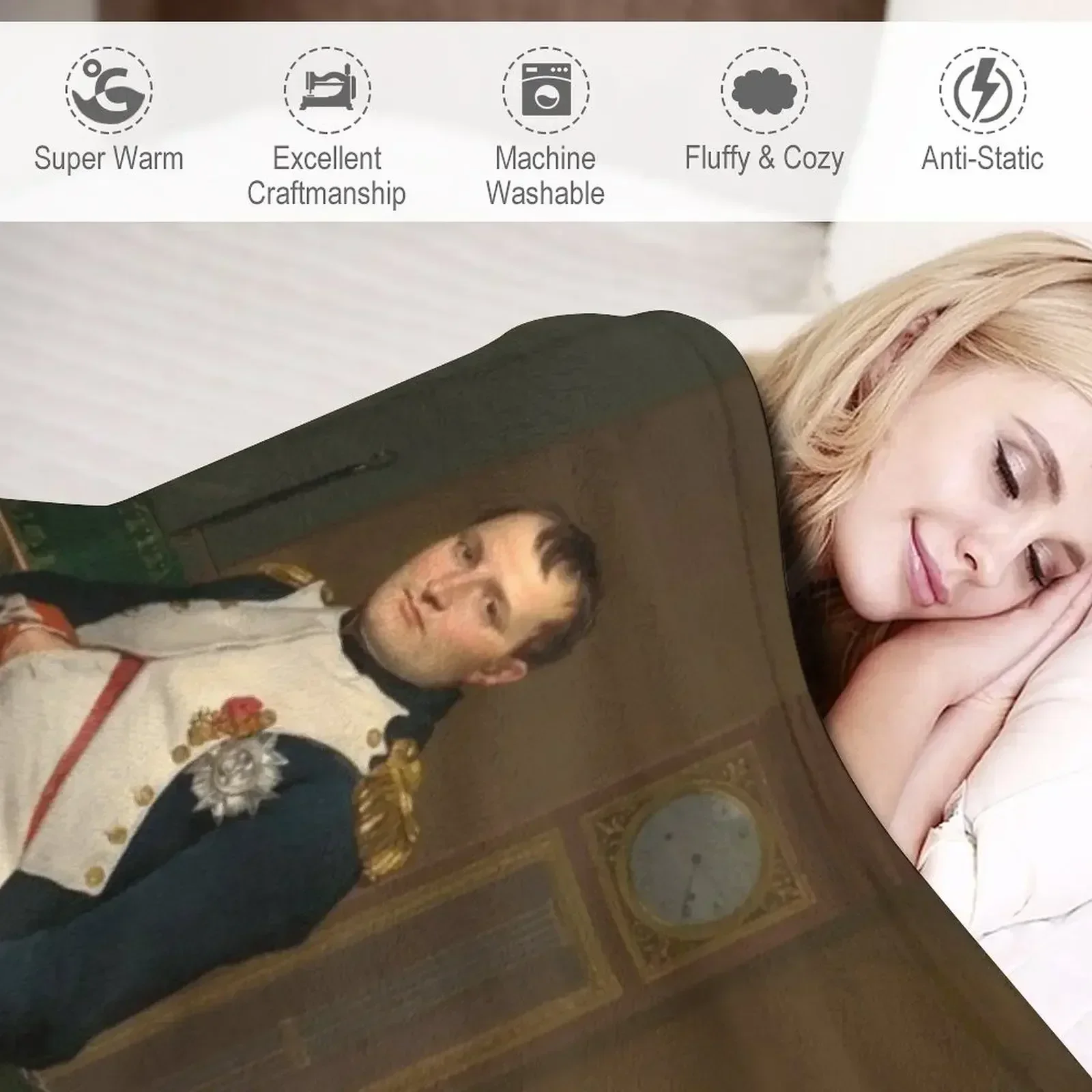 Одеяло Император Наполеон в его исследовании от Jacques-Louis Дэвида мягкое одеяло