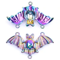 wholesale rainbow bat charm 15pcslot animal pendants for jewelry making supplies handmade necklace accessories punk style charm