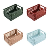 4pcs collapsible basket folding storage box crate plastic container durable transportable foldable basket random colours