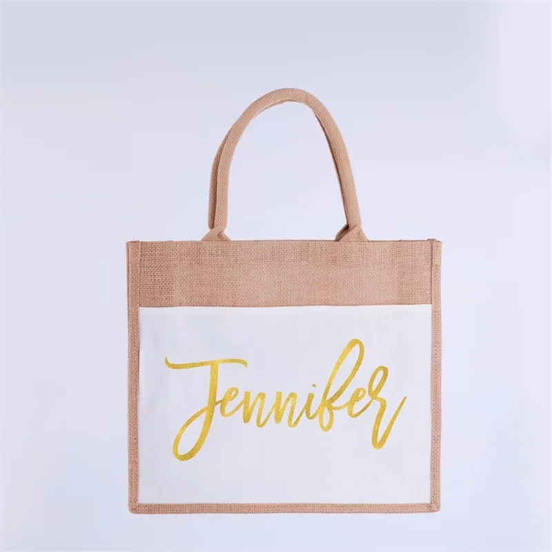 

Индивидуальная Свадебная Сумка-тоут для подружки невесты, персонализированная Джутовая сумка-тоут, подарок для девичника, свадебный подар...