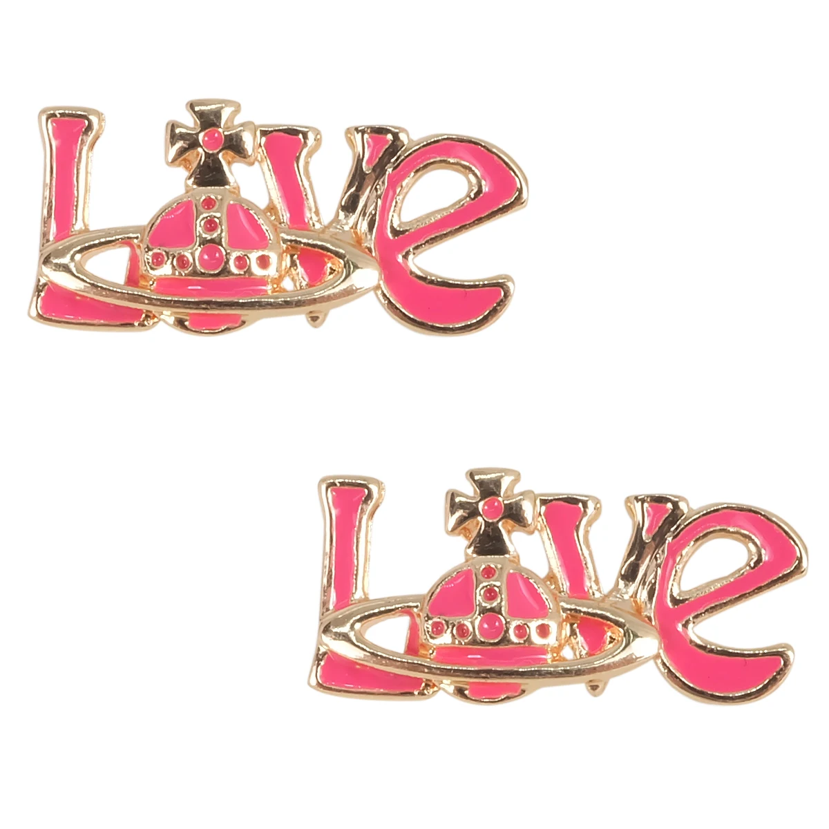

Vivienne West Queen Rose Red Paint LOVE Letters Saturn Stud Earrings For Fashion Ladies Jewelry Punk Style Ins The Same Earrings