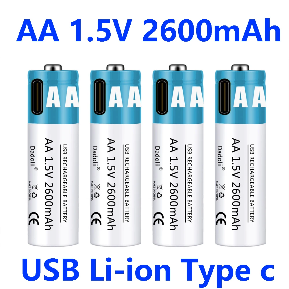 

Литий-ионная аккумуляторная батарея высокой емкости 1,5 в AA 2600 мАч USB для пульта дистанционного управления мышью маленький вентилятор электрическая игрушка аккумулятор + кабель