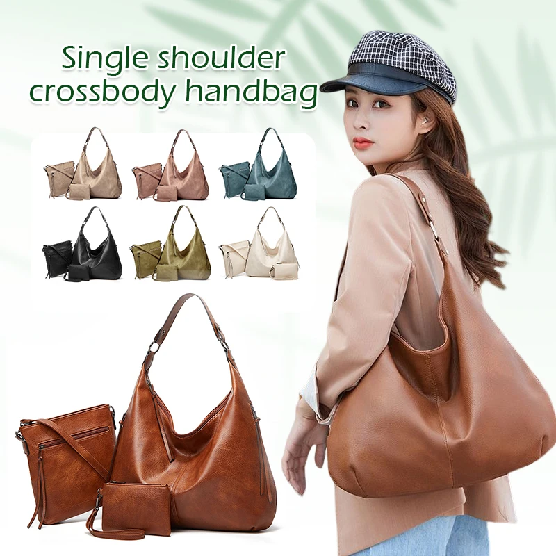 

Women Fashion Shoulder Bag Handbag Messenger Bag 3 Pcs Tote Bag Large Capacity Portable Casual Retro Trade Tote Bag