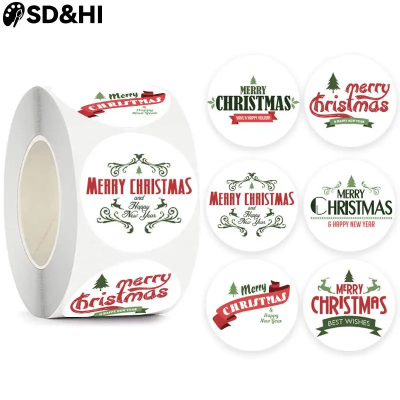 

500 шт. Рождественские декоративные этикетки, бирки, рождественские наклейки, 2,5 см, 3,8 см, подарочные герметичные наклейки, праздничные украш...